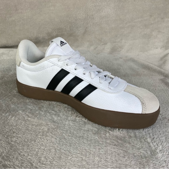 Adidas VL 3.0 Court Shoes Womens Size 7 White Black Classic Sneaker Casual - Picture 4 of 11